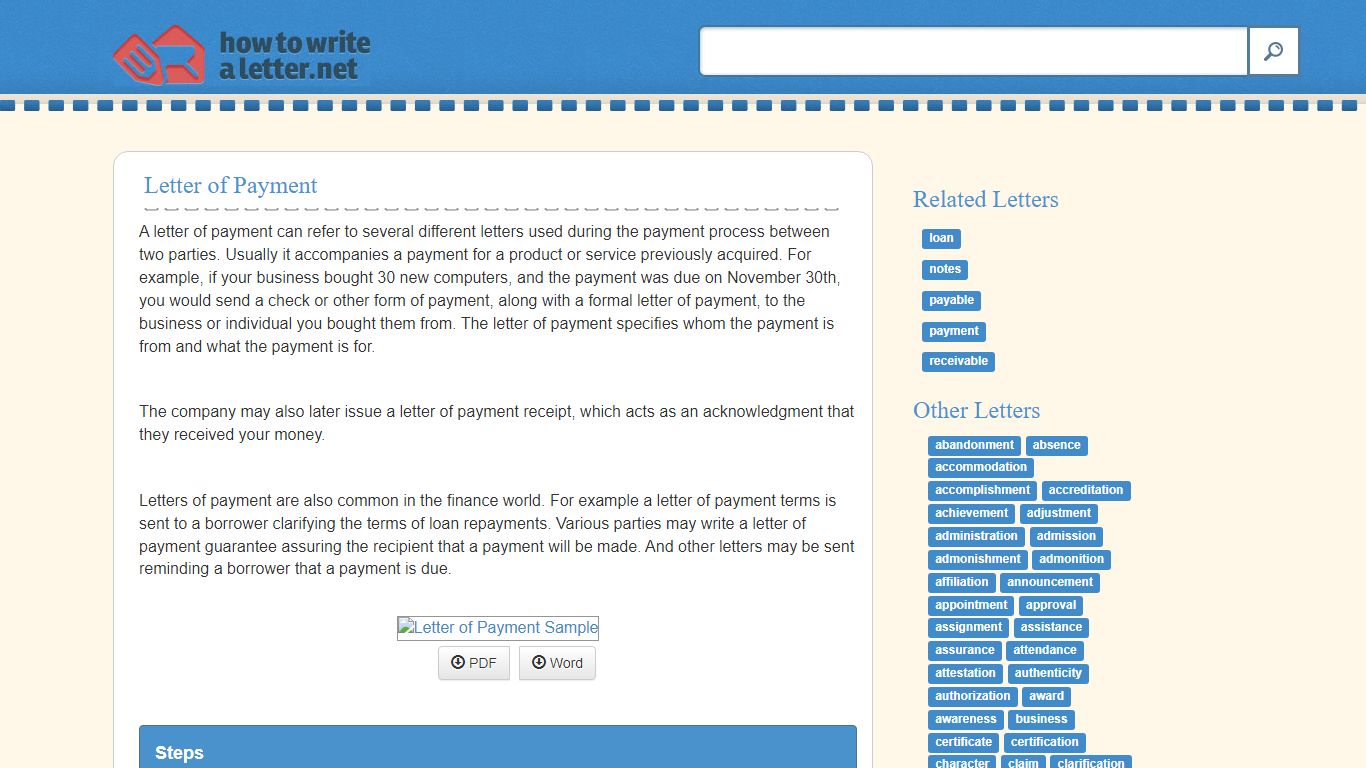 Letter of Payment - Sample Letter of Payment - How to Write a Letter